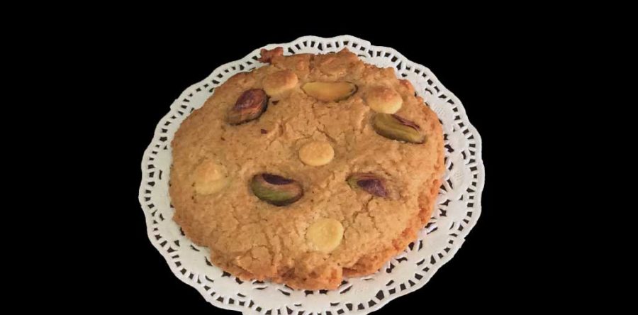 Cookie de pistacho con chocolate blanco