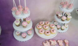Mesa dulce baby shower rosa
