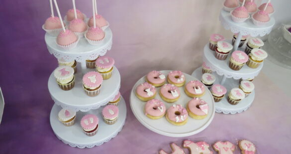 Mesa dulce baby shower rosa