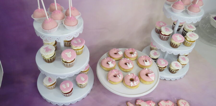 Mesa dulce baby shower rosa